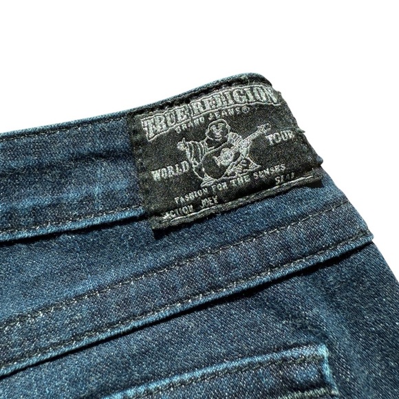 True Religion Women's Flared Jeans Size 30 Blue Medium Wash Denim Black Sequins - Picture 4 of 10